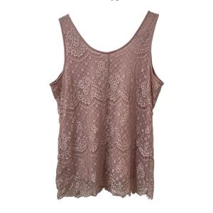 Maurices Lace sleeveless lined floral in bush Pink size L boho romantic
